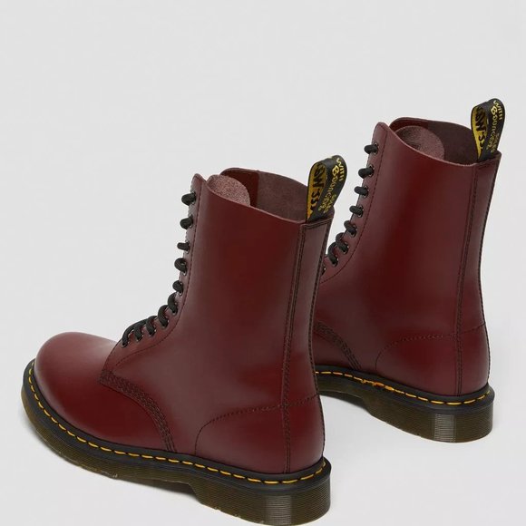Sold - Dr. Martens 1490 Boots US Men's Size 11 Cherry Red Smooth Leather 10 Eye - Picture 5 of 12